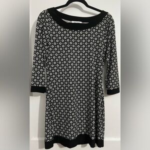 White House Black Market Diamond Pattern Long Sleeve Dress